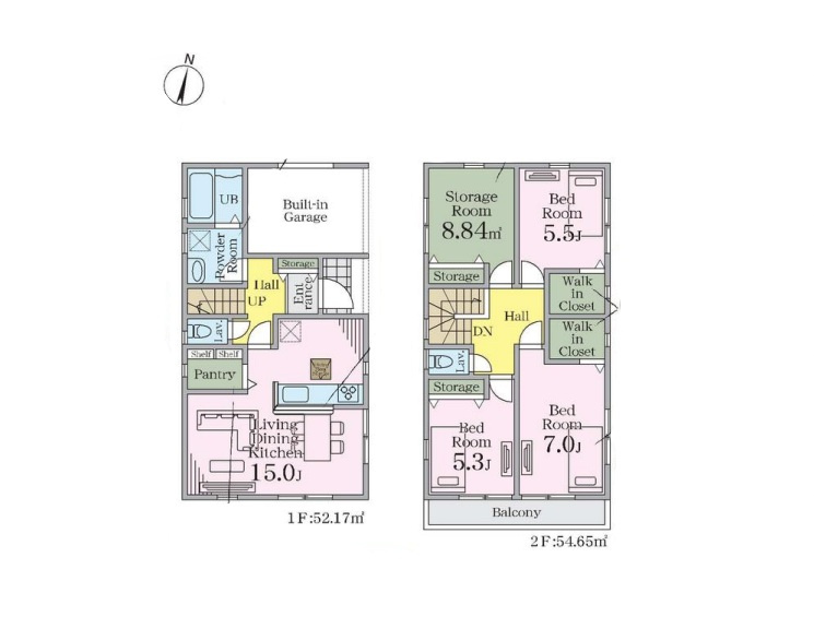 越谷市弥十郎４期１号棟リーブルガーデン　新築戸建の間取り|各部屋に十分な広さと収納を確保した4LDK。家族みんなが自分の時間を快適に過ごせる余裕のレイアウトです。