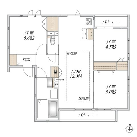 仮称）中野区本町５丁目計画の間取り