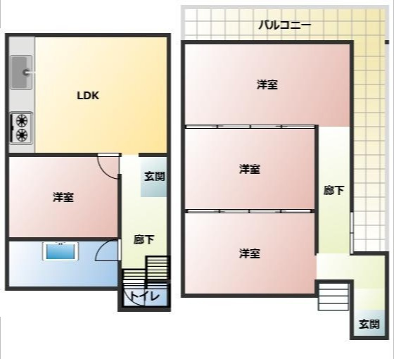 うるま市具志川　オーシャンビューの間取り|4LDK+2LDK♪敷地内に2棟ございます。