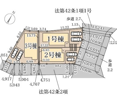 ●3(土)4(日)現地案内可能！ 奈良市三碓　新築一戸建ての区画図|全3区画