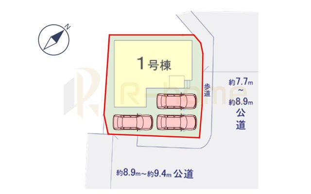 水戸市白梅1期　新築戸建て　1号棟の区画図|大きなお買い物だからこそ、メリット・デメリットを伝えさせて頂きます。
R-homeにお任せください♪
