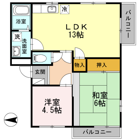 フジパレス高知 B棟の間取り
