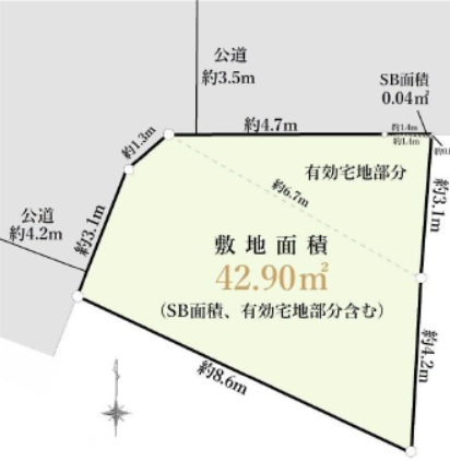 港区白金台　建築条件なし売地の土地図