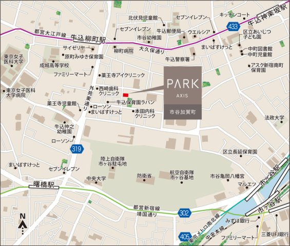 パークアクシス市谷加賀町の地図
