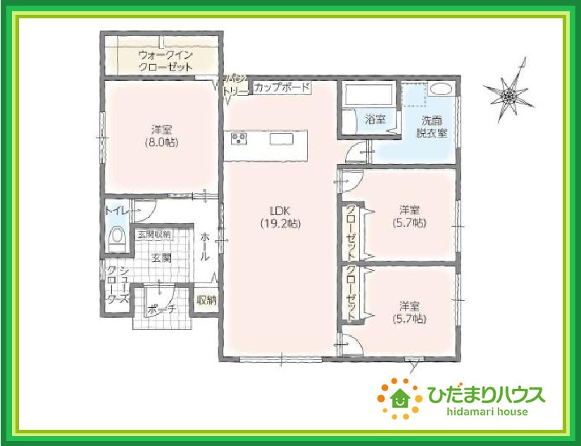 タマタウン鮎川町　新築戸建　3号棟の間取り|新婚さんにおすすめ！おしゃれなカウンターキッチンのあるLDKです(#^^#)