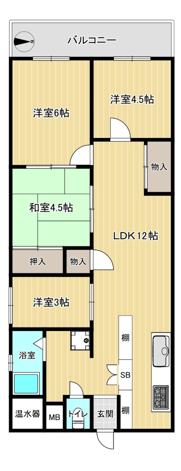マンション指月の間取り