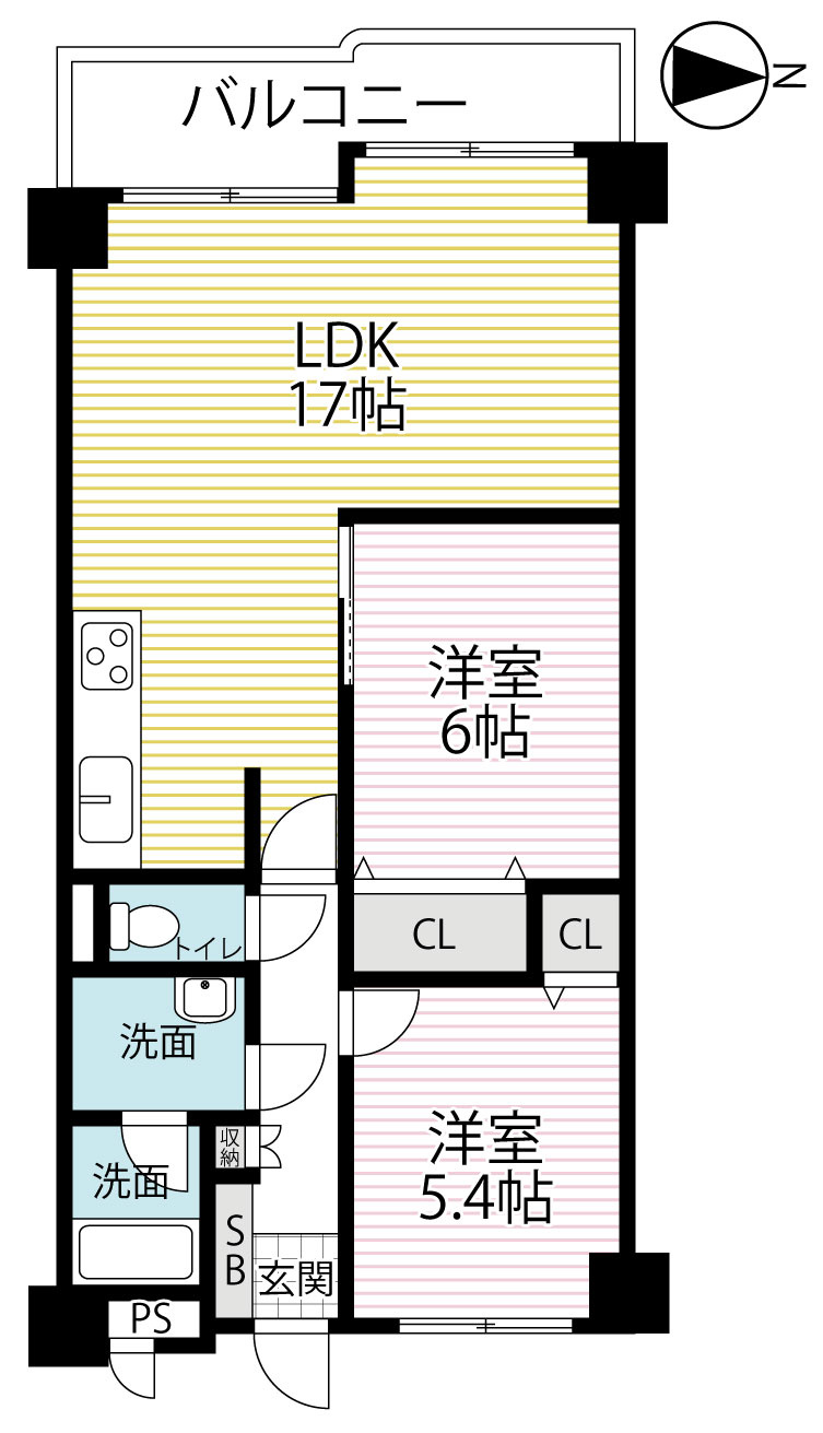 改装後の引き渡しにつき美室■眺望良好２ＬＤＫ■周辺はお買い物施設充実■サザンパークシティ城南の間取り