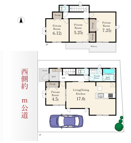 練馬区西大泉6丁目 限定1棟の間取り|土地面積108.16m2、建物面積95.01m2 
1階リビング+水回りを配した生活しやすい間取り
全室南向きの明るく快適な家