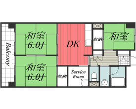【間取り】 | ビレッジハウス成田吾妻　1号棟