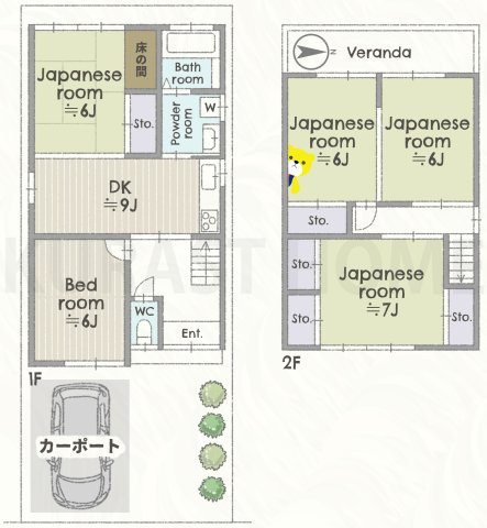 京都市南区久世上久世町　中古戸建の間取り
