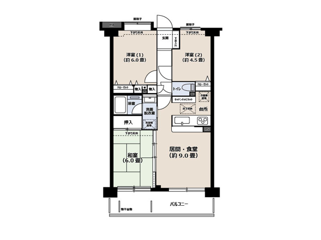 【間取り】 | ベルポート朝霞弐番館（朝霞店） | 2022年8月全面リフォーム済
南向きバルコニーの陽当たり良好な3LDK！