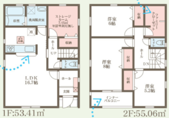 姫路市仁豊野の新築一戸建の間取り