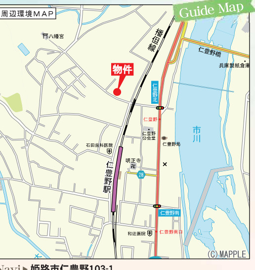 姫路市仁豊野の新築一戸建の地図