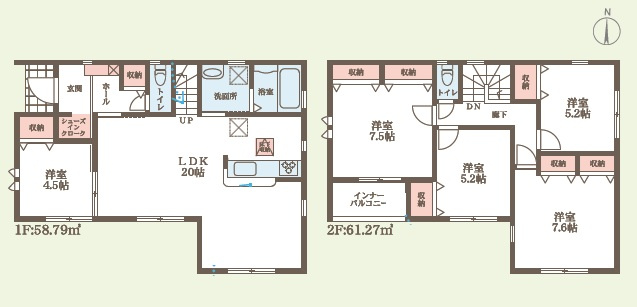●3(土)4(日)現地案内可能！ 大和郡山市下三橋町　第5期　新築一戸建ての間取り