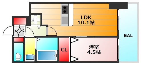 プレサンス立売堀アーバンスタイルの間取り|現状有姿