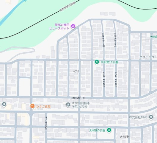 川西市大和東　第3期　新築一戸建ての地図