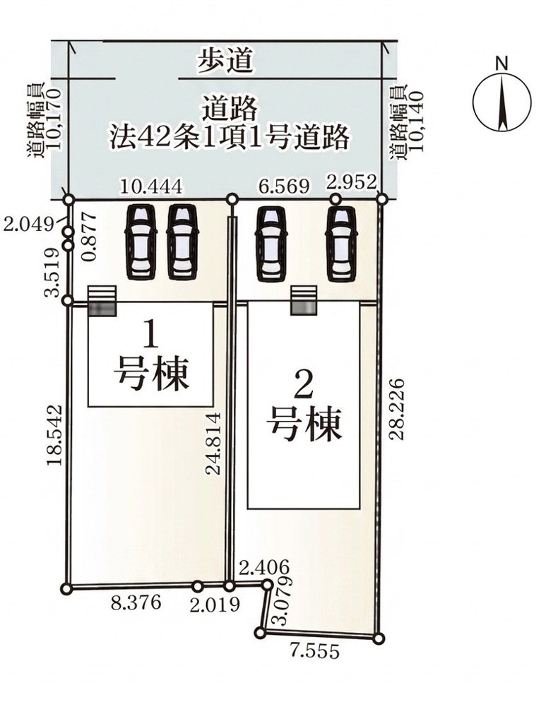 [新築住宅] 本庄市児玉町上真下 第2 全2棟の区画図