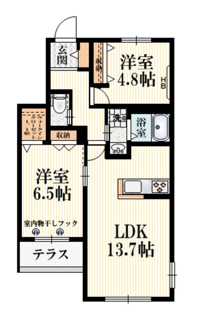 フォンテーヌ国立Ｂの間取り