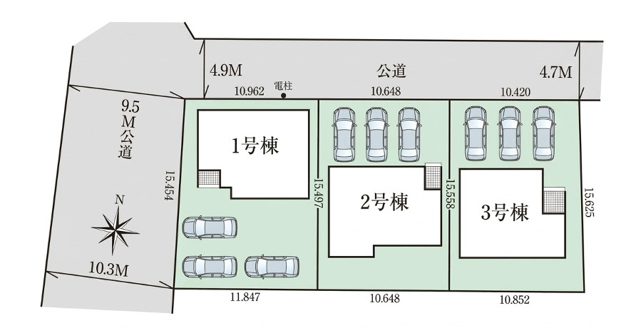[新築住宅] 深谷市田所町 2期 全3棟の区画図