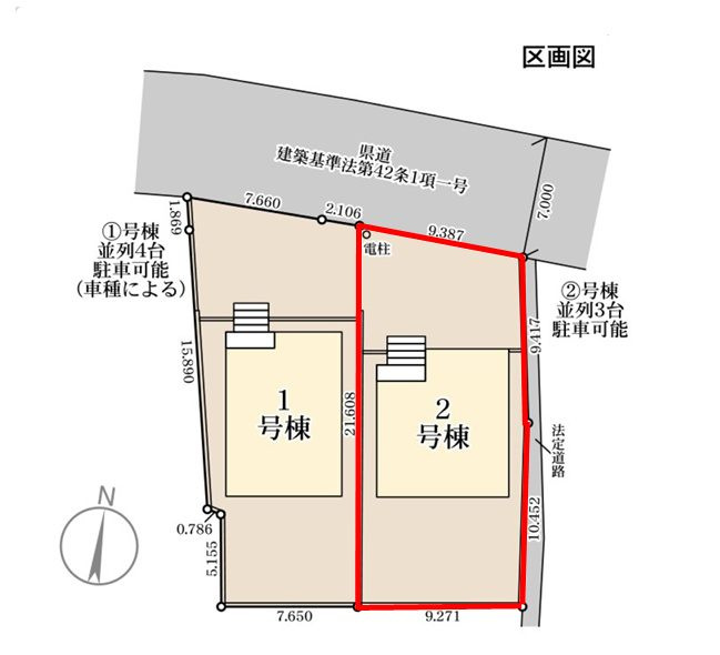 郡山市安積町笹川字狐塚　　　２号棟　　　永盛小学校、安積中学区　の区画図|配置図