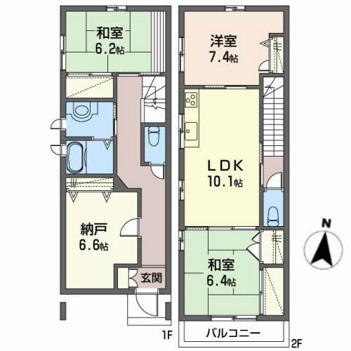 芦屋月若町メゾネットの間取り