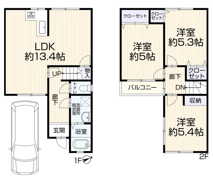 尼崎市長洲中通　中古一戸建ての間取り