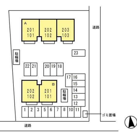 コートルミエール　A棟の駐車場
