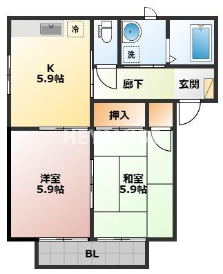 バリュージュ富の原Eの間取り