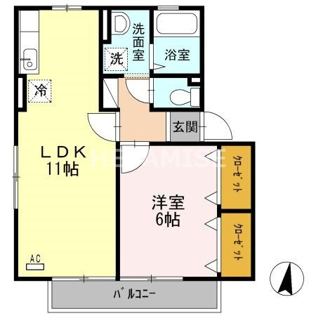 リベリュ―ル富の原I棟の間取り