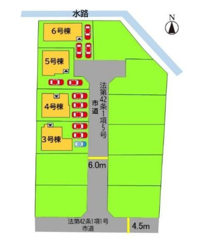 S・福津市宮司浜3丁目第3-4棟（3号棟）の区画図|配置図（3号棟）