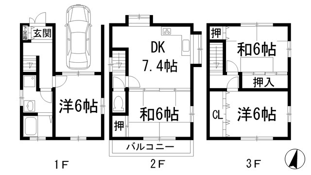 【間取り】 | 口谷西3丁目賃貸戸建て
