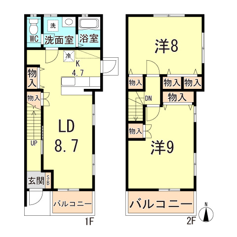 西宮市松生町の賃貸マンションの間取り