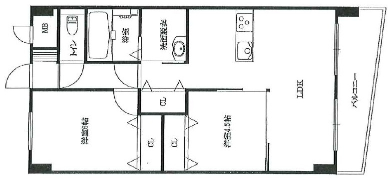 西宮市今津山中町の賃貸マンションの間取り