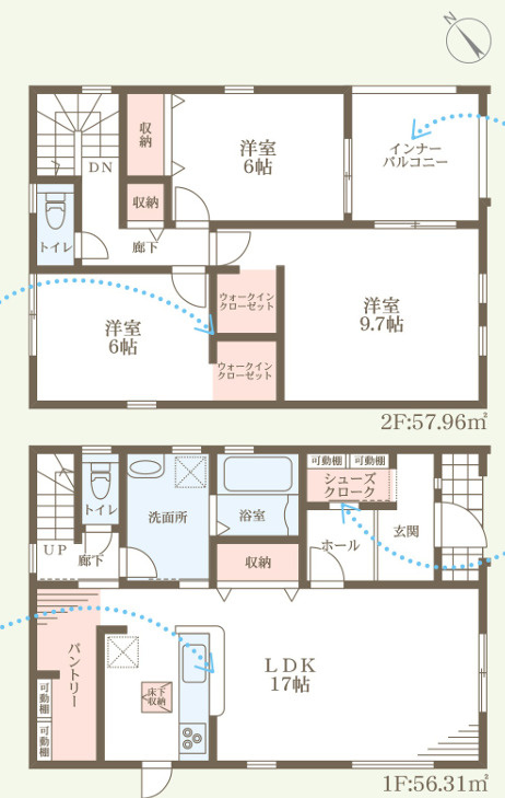 【カエデプラス不動産】彦根市西今町　5期　全3棟の間取り|2号棟間取り
