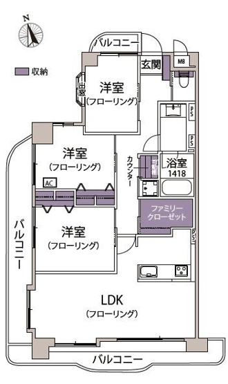 【間取り】 | ライオンズマンションシーサイド今宿 | 採光面が多く、室内は明るく風通しも良好です。全面リフォーム完了しています