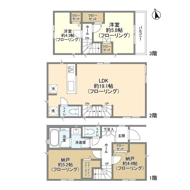 新宿区北新宿３丁目の一戸建ての間取り