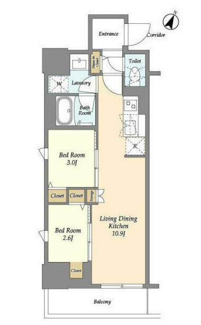 台東区日本堤２丁目の賃貸マンションの間取り