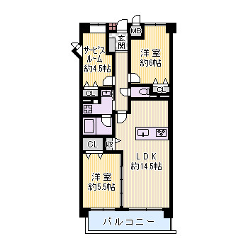 川西市寺畑１丁目の中古マンションの間取り