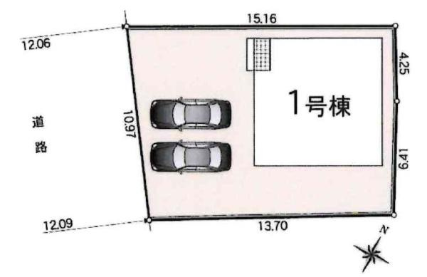 西尾市中畑町第4　全3棟・1号棟の区画図