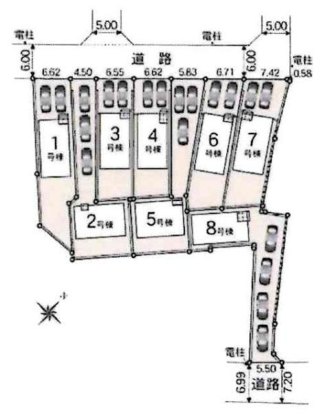 西尾市山下町第4　全8棟・8号棟の区画図
