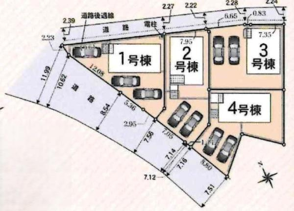 安城市根崎町第5　全4棟・4号棟の区画図