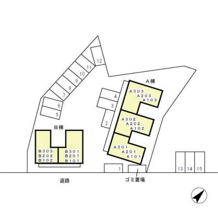 IS・若葉 Bの区画図
