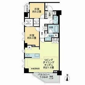ライオンズ蒲田レジデンスの間取り|間取り　南西角部屋の広々2LDK　リビング床暖房付！