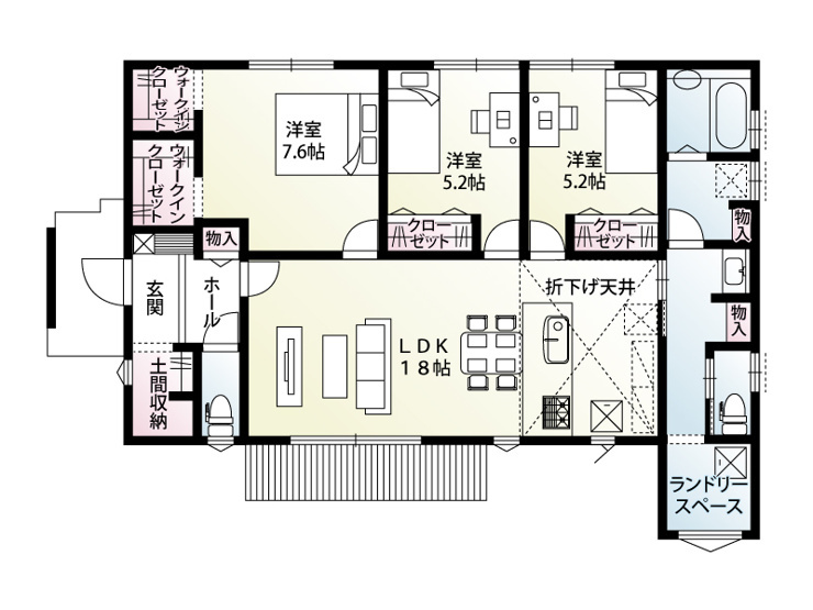 新築　前橋市天川町　1区画の間取り|建物面積28.05坪　広々18帖のLDK！！