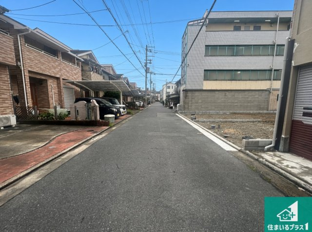 堺市堺区昭和通　第3期　新築一戸建ての前面道路含む現地写真|周辺は落ち着いた街並みの住宅地！子育てがしやすい住環境です！まだ未完成ですが、現地でしかわからない事もございます。是非一度ご覧ください。