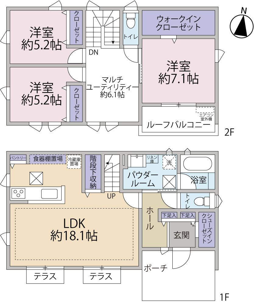 南向きで明るくいリビングがございます。ユーティリティスペースは使い方様々！