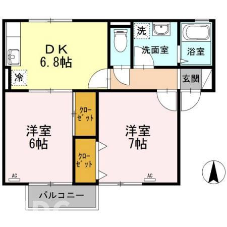 セジュール中吉野　B棟の間取り