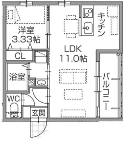 ラクラス南福岡Southの間取り