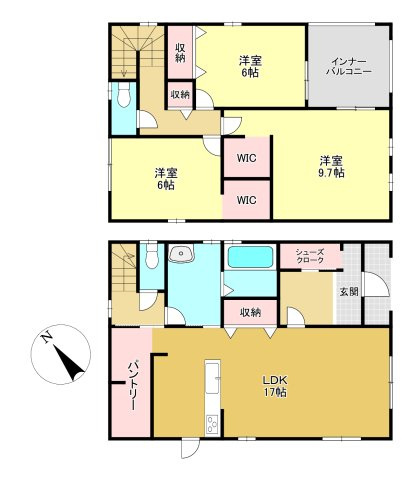 【カエデプラス不動産】彦根市西今町　5期　全3棟の間取り|2号棟間取り