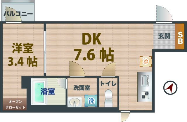 【間取り】 | ブライトハウス阿佐ヶ谷 | 1DKのお部屋です。
